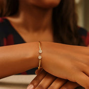 14k Yellow Gold High Polish Diamond Cluster Bangle (2.00 mm) RCJ