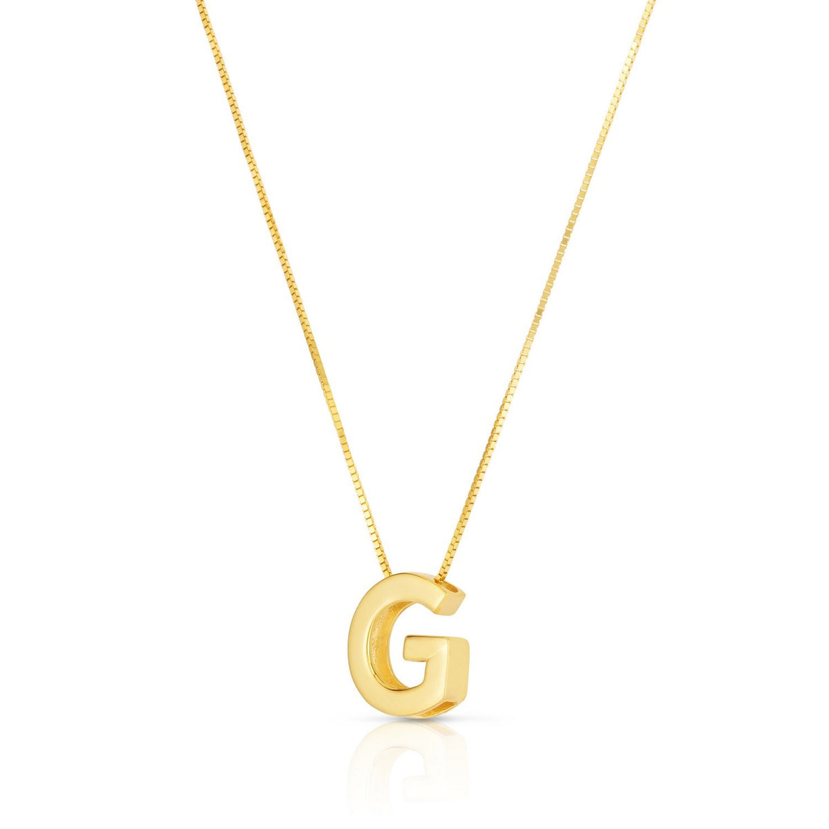 14K Yellow Gold Yours Truly Block Letter Initial G Necklace RCJ