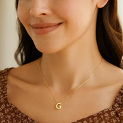 14K Yellow Gold Yours Truly Block Letter Initial G Necklace RCJ