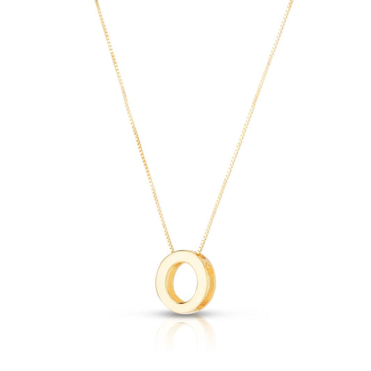 14K Yellow Gold Yours Truly Block Letter Initial O Necklace Alba Luxe