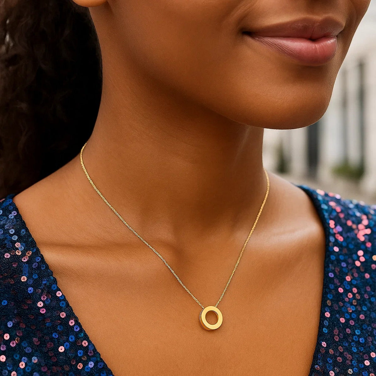 14K Yellow Gold Yours Truly Block Letter Initial O Necklace Alba Luxe