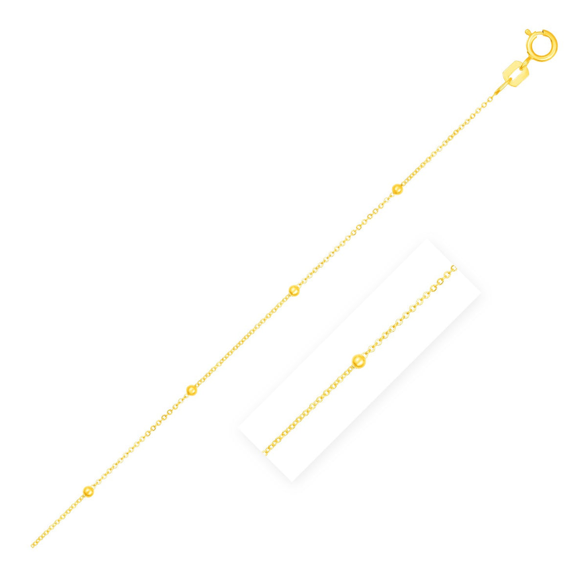 Bead Links Saturn Chain in 14k Yellow Gold (1.80 mm) Alba Luxe