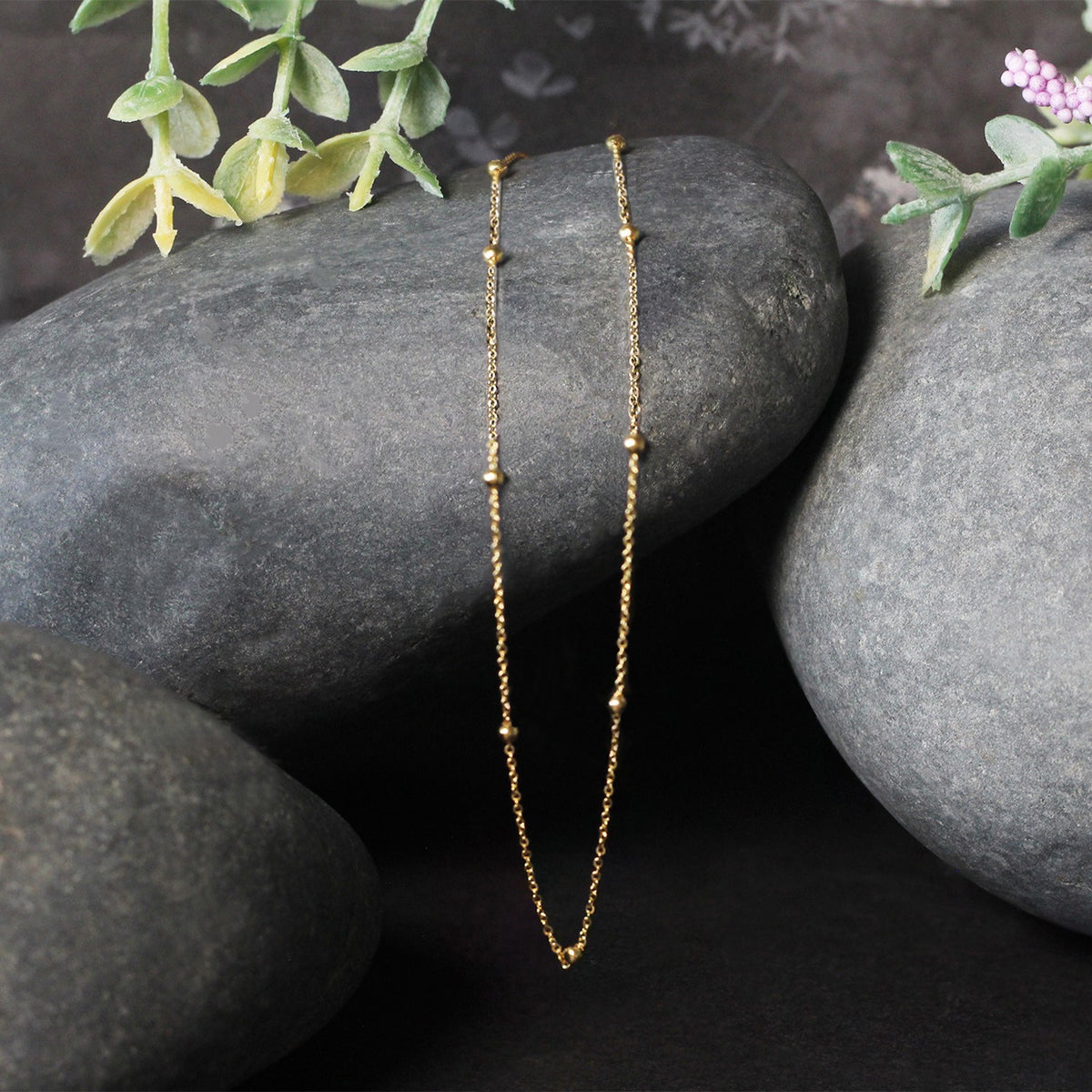 Bead Links Saturn Chain in 14k Yellow Gold (1.80 mm) Alba Luxe
