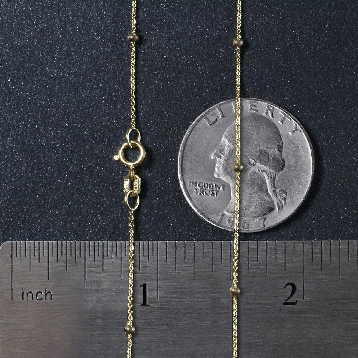 Bead Links Saturn Chain in 14k Yellow Gold (1.80 mm) Alba Luxe