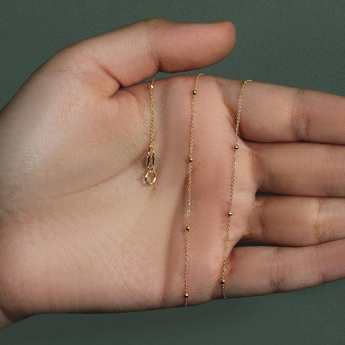 Bead Links Saturn Chain in 14k Yellow Gold (1.80 mm) Alba Luxe