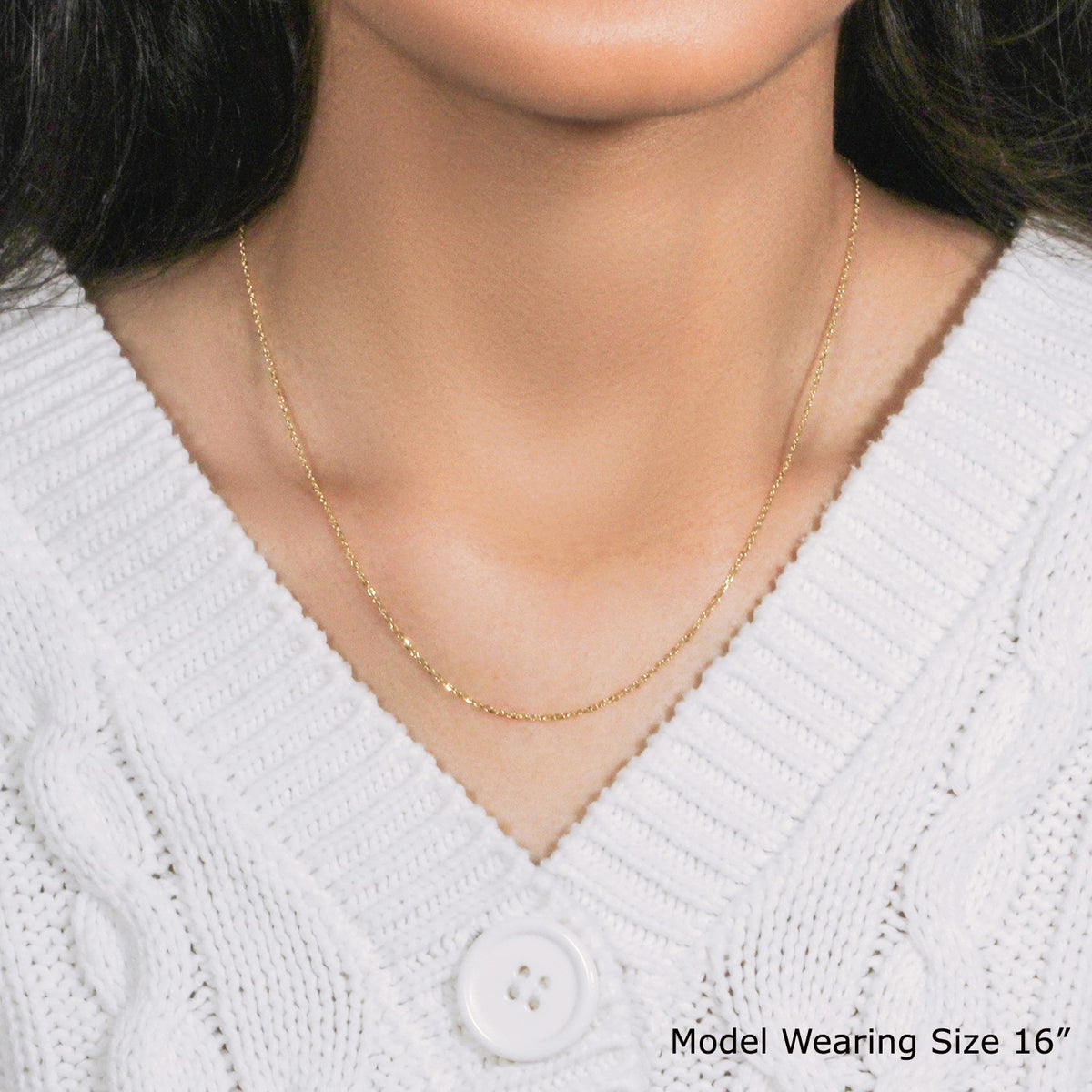 18k Yellow Gold Diamond Cut Cable Link Chain (1.10 mm) RCJ