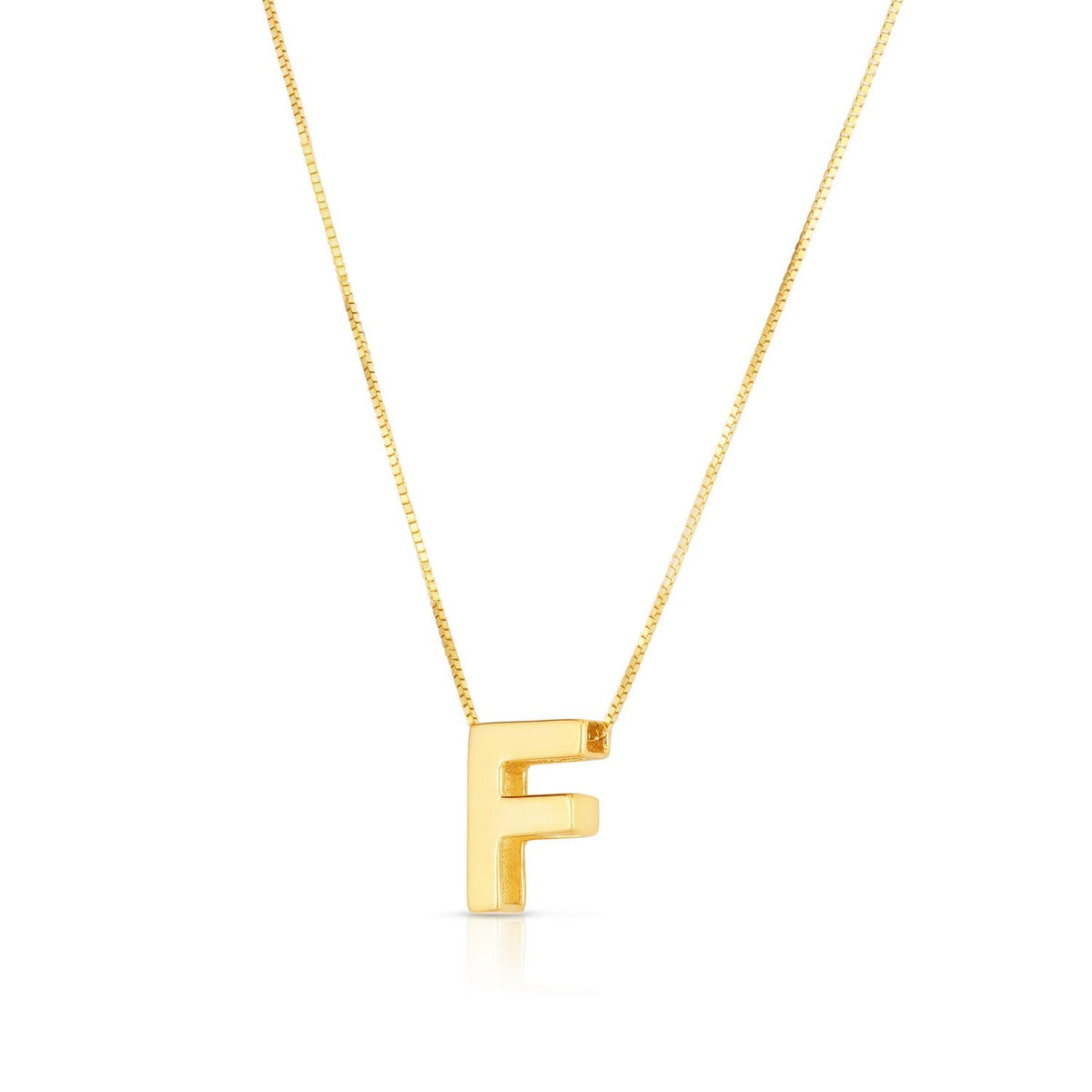 14K Yellow Gold Yours Truly Block Letter Initial F Necklace Alba Luxe