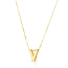 14K Yellow Gold Yours Truly Block Letter Initial V Necklace Alba Luxe