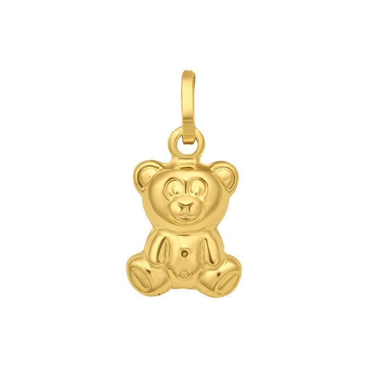14K Yellow Gold Polished Teddy Bear Charm Pendant RCJ