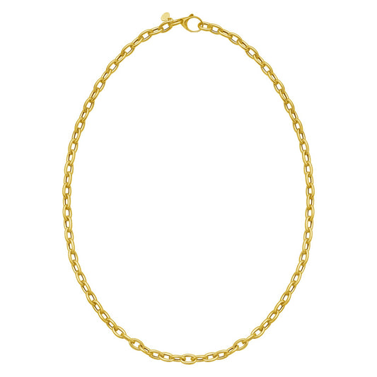 14K Yellow Gold Charm Lock Rolo Chain Necklace (5.10 mm) RCJ