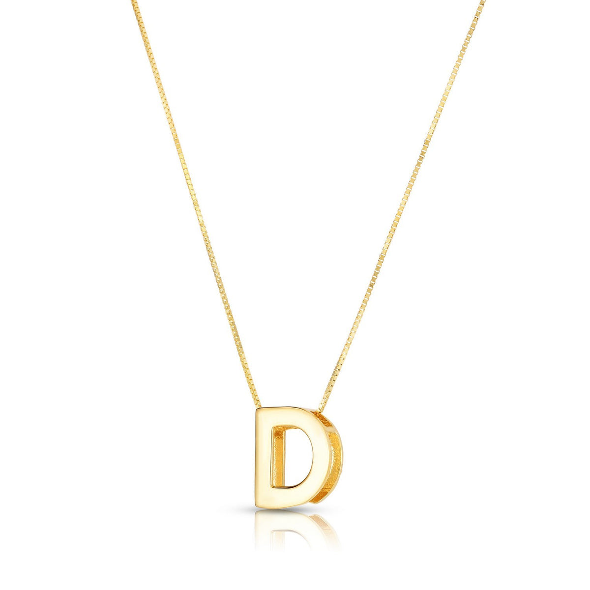 14K Yellow Gold Yours Truly Block Letter Initial D Necklace Alba Luxe