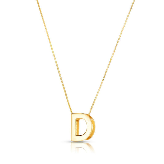 14K Yellow Gold Yours Truly Block Letter Initial D Necklace Alba Luxe