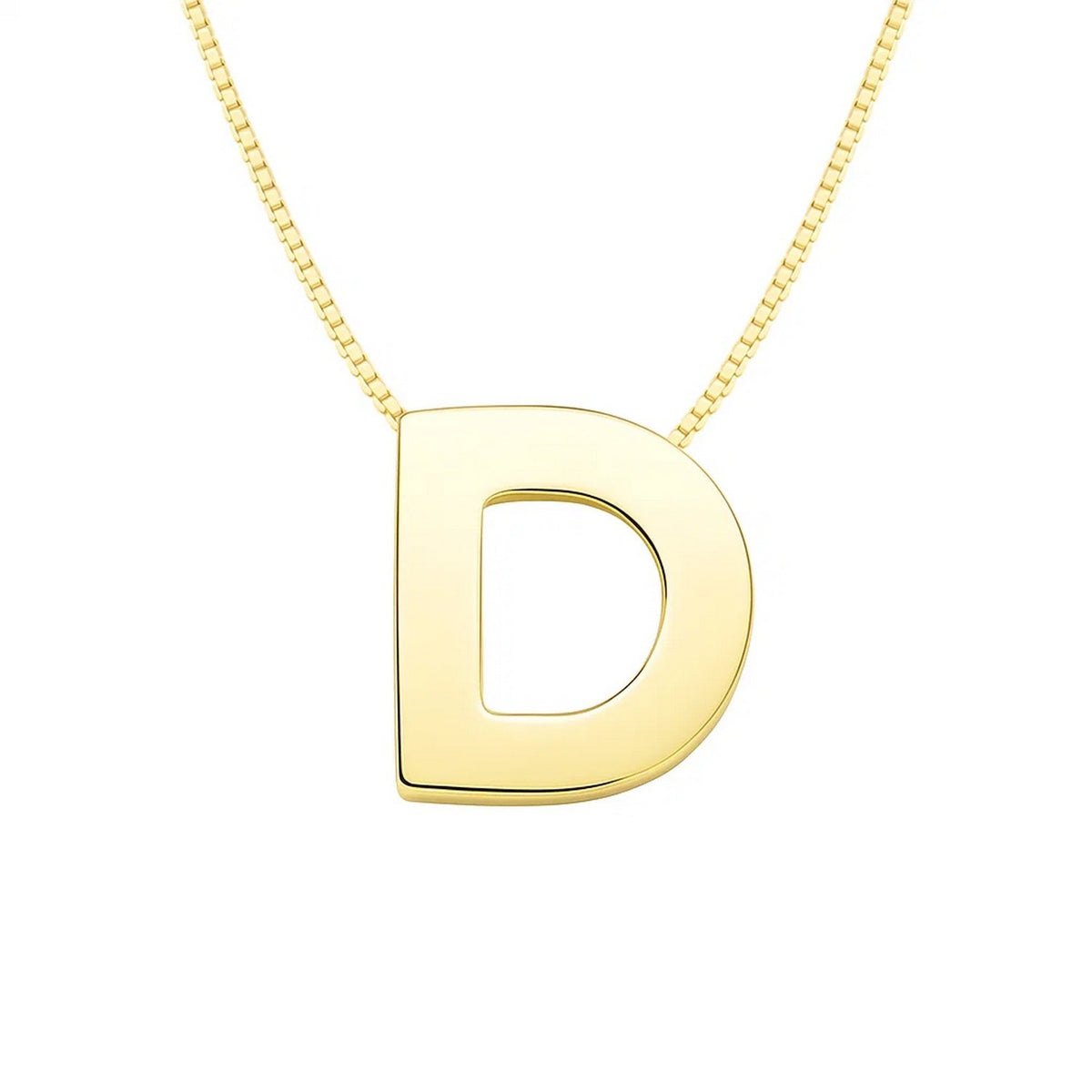 14K Yellow Gold Yours Truly Block Letter Initial D Necklace Alba Luxe