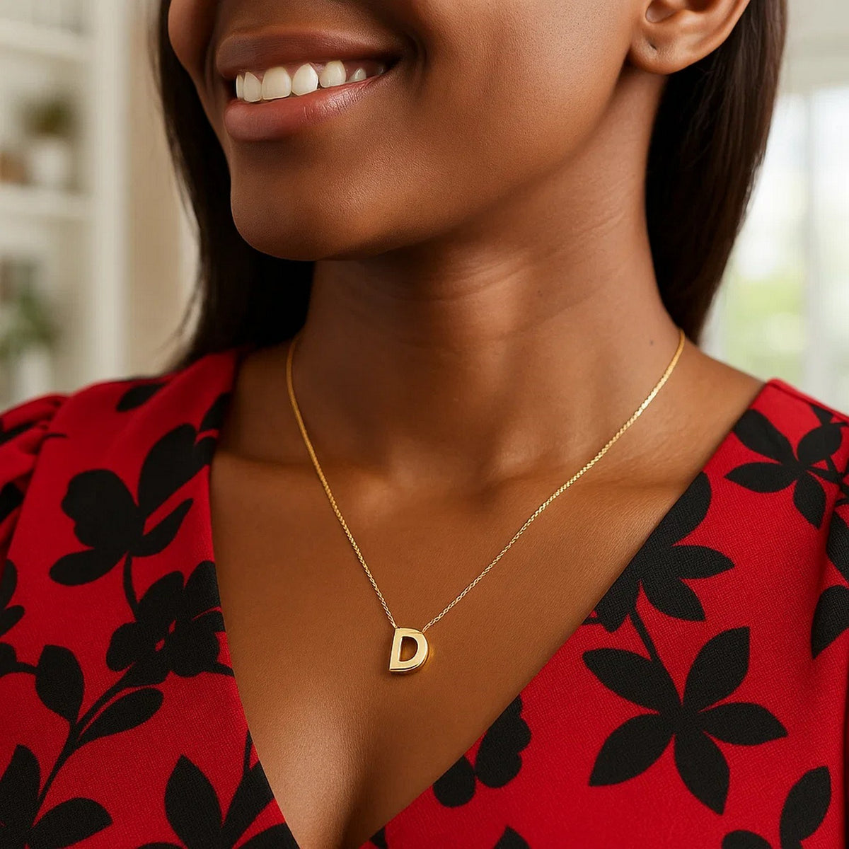 14K Yellow Gold Yours Truly Block Letter Initial D Necklace Alba Luxe