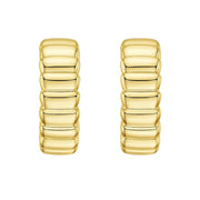 14K Yellow Gold Ribbed C Hoop Earrings RCJ