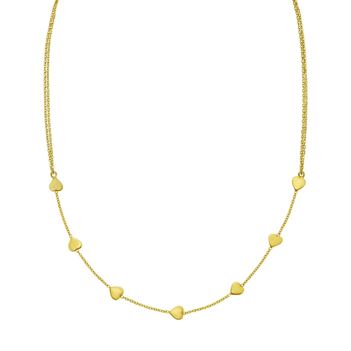 14K Yellow Gold Adjustable Heart Link Necklace RCJ
