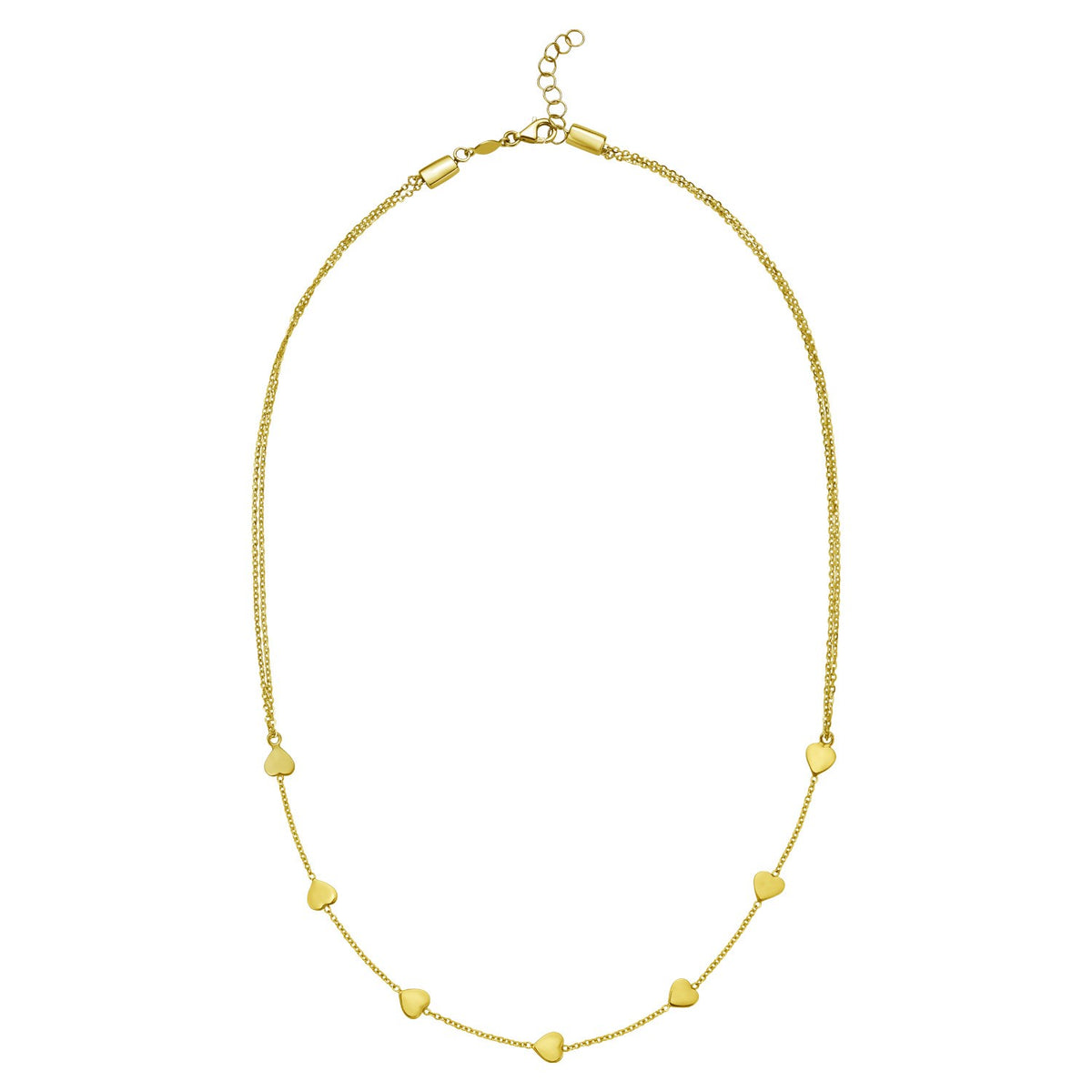14K Yellow Gold Adjustable Heart Link Necklace RCJ