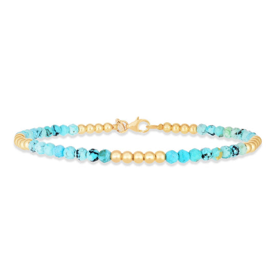 14K Yellow Gold Turquoise Pallina Bead Bracelet (3.00 mm) RCJ