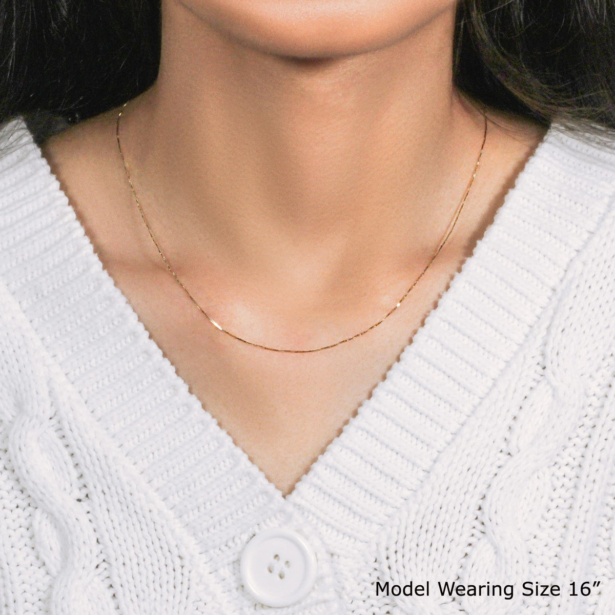 10k Yellow Gold Classic Box Chain (0.45 mm) Alba Luxe