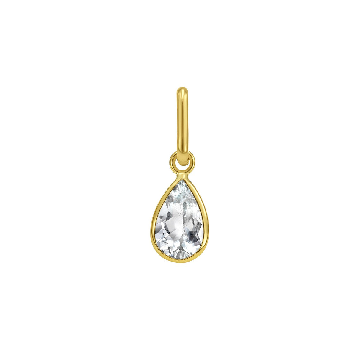 14K Yellow Gold Pear Aqua Charm Pendant RCJ