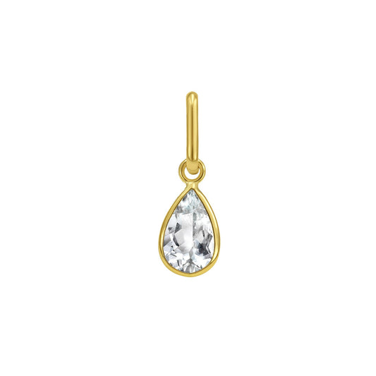 14K Yellow Gold Pear Aqua Charm Pendant RCJ