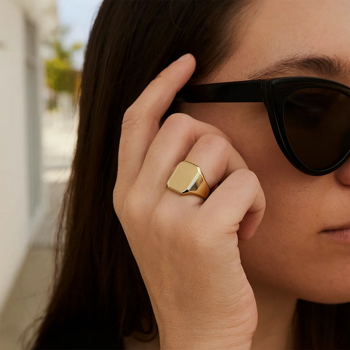 14K Yellow Gold Polished Rectangular Signet Ring RCJ