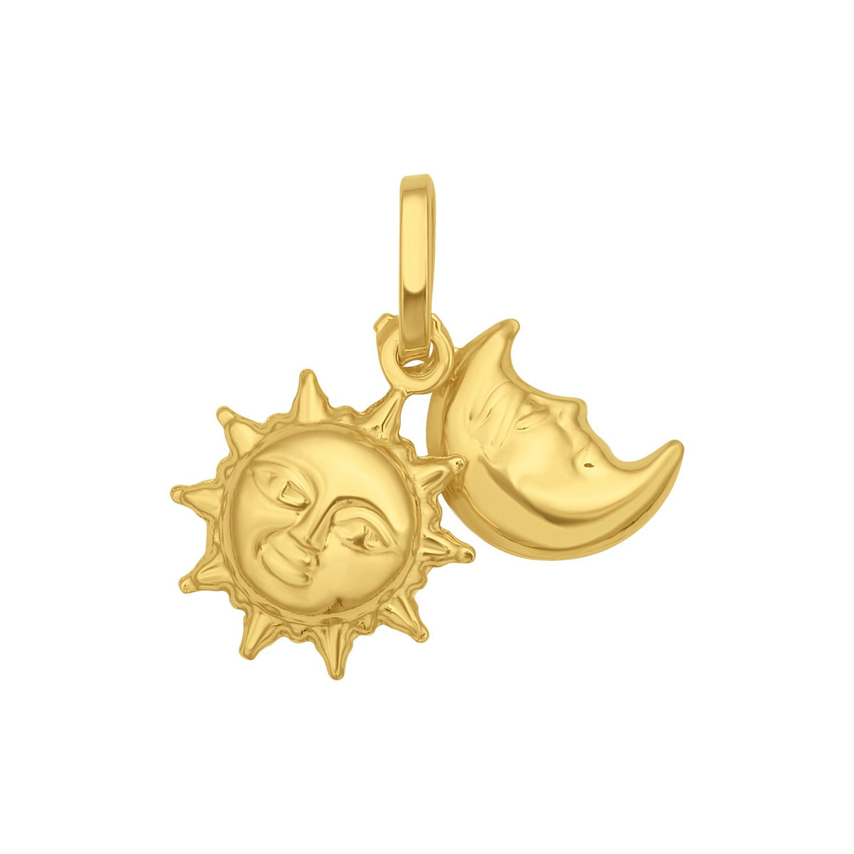 14K Yellow Gold Polished Sun and Moon Charm Pendant RCJ