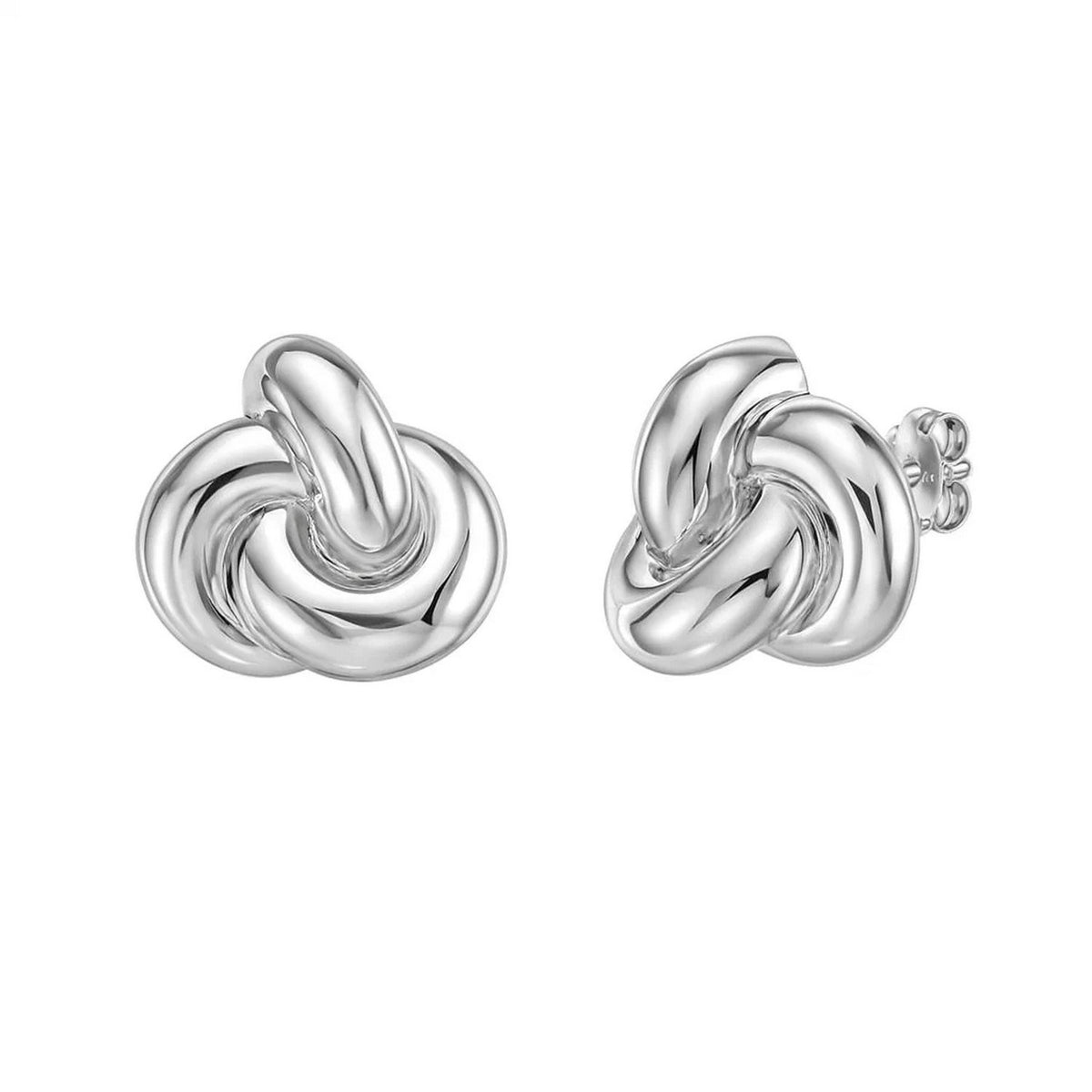 Sterling Silver Puffed Love Knot Stud Earrings RCJ