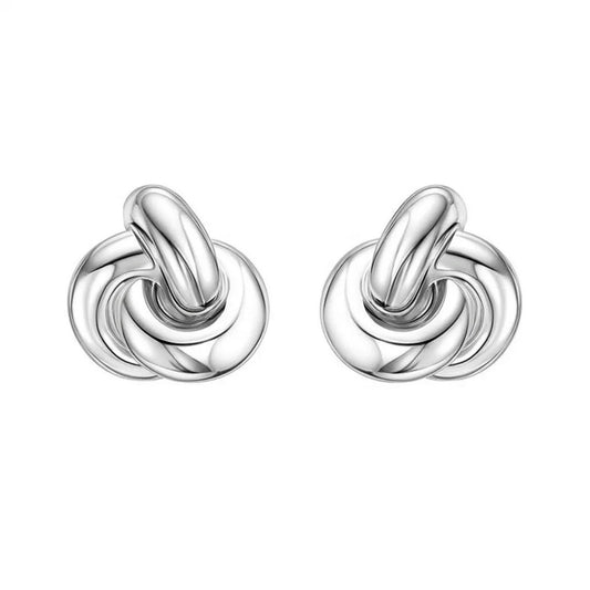Sterling Silver Puffed Love Knot Stud Earrings RCJ