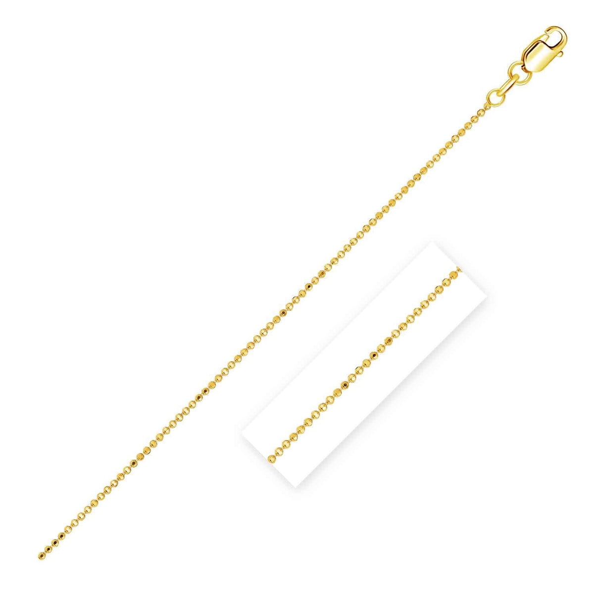 14k Yellow Gold Diamond Cut Bead Chain (0.90 mm) Alba Luxe