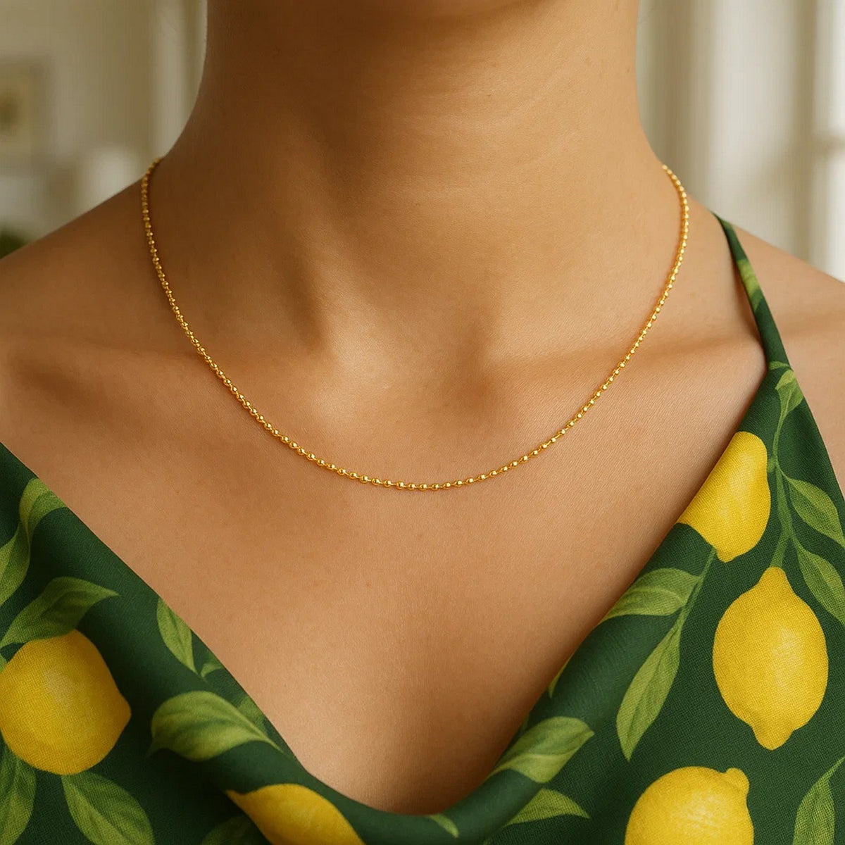 14k Yellow Gold Diamond Cut Bead Chain (0.90 mm) Alba Luxe