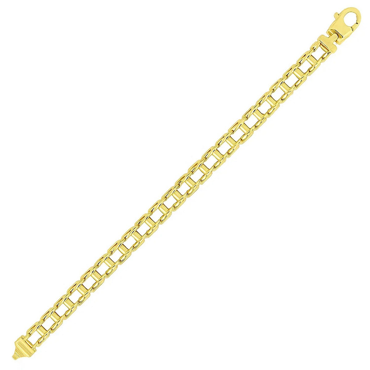 14k Yellow Gold Mens Bracelet with Rail Motif Links (5.00 mm) RCJ