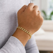 14k Yellow Gold Mens Bracelet with Rail Motif Links (5.00 mm) RCJ