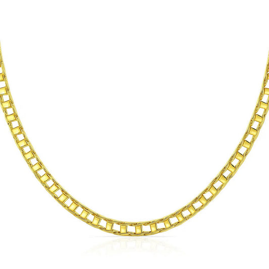 14k Yellow Gold Mens Necklace with Track Design Links (5.00 mm) RCJ