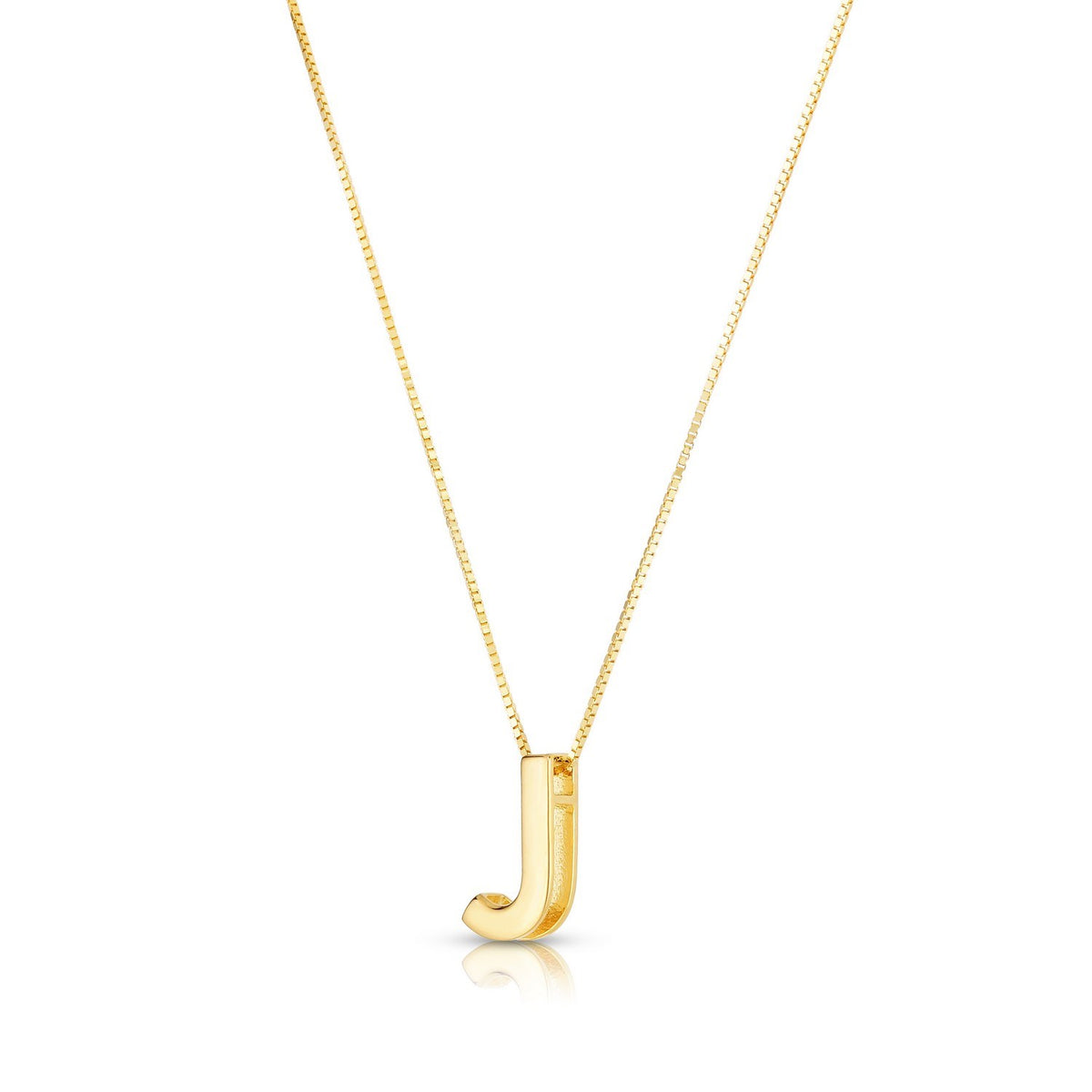 14K Yellow Gold Yours Truly Block Letter Initial J Necklace Alba Luxe