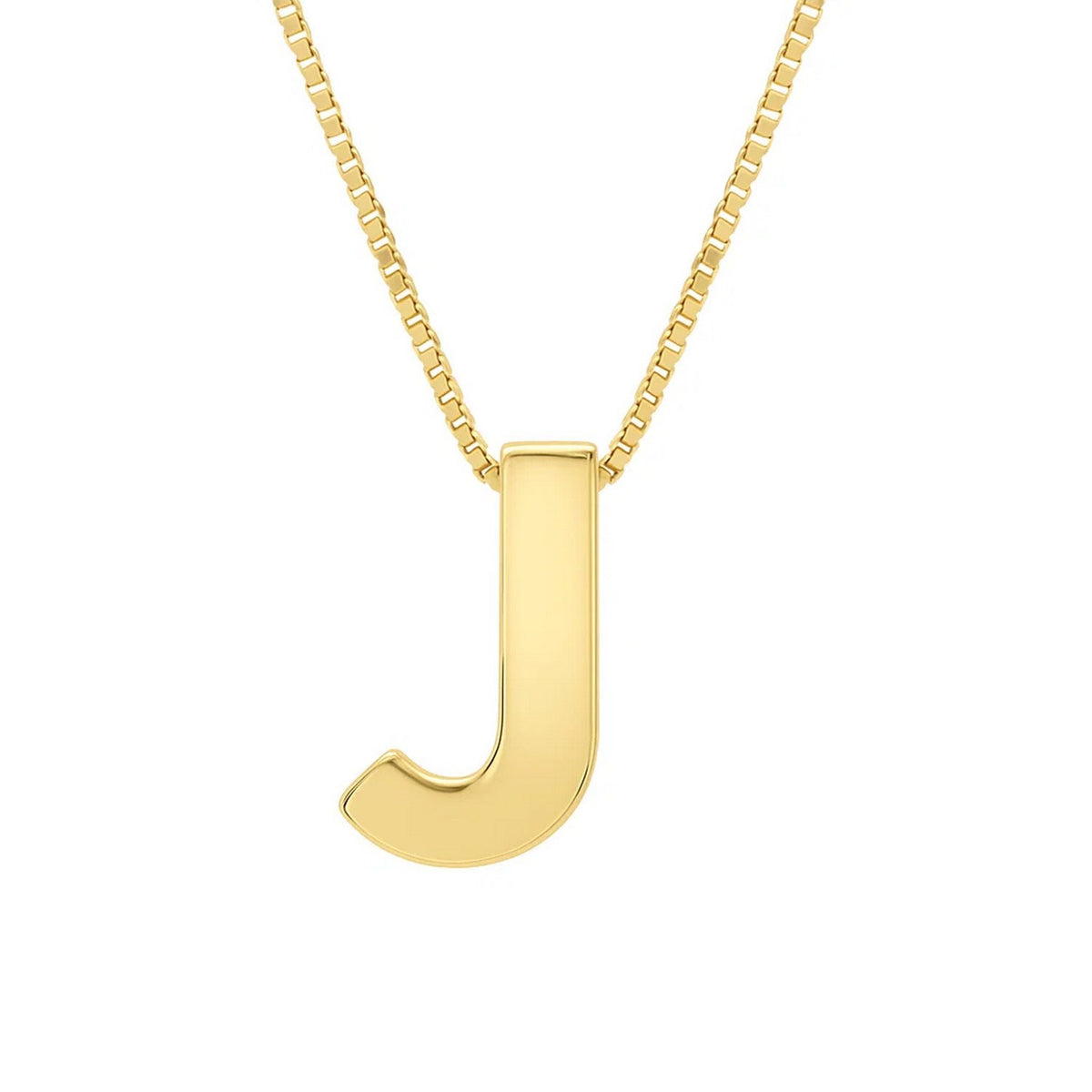 14K Yellow Gold Yours Truly Block Letter Initial J Necklace Alba Luxe