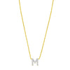14K Yellow Gold Mini Diamond M Initial Pendant Necklace Alba Luxe