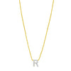 14K Yellow Gold Mini Diamond R Initial Pendant Necklace Alba Luxe