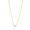 14K Yellow Gold Mini Diamond P Initial Pendant Necklace Alba Luxe