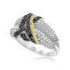 18k Yellow Gold & Sterling Silver Entwined Popcorn Ring with Black Diamonds Alba Luxe