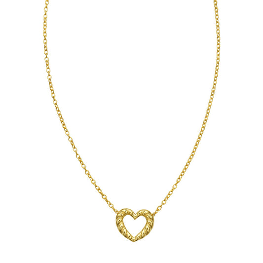 14K Yellow Gold Braided Open Heart Necklace RCJ