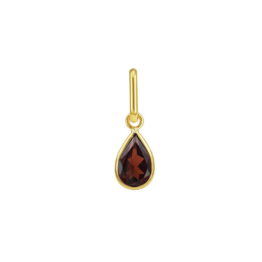 14K Yellow Gold Pear Garnet Charm Pendant RCJ