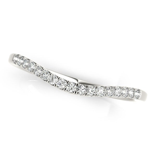 14k White Gold Soft Curved Diamond Wedding Band (1/8 cttw) Alba Luxe