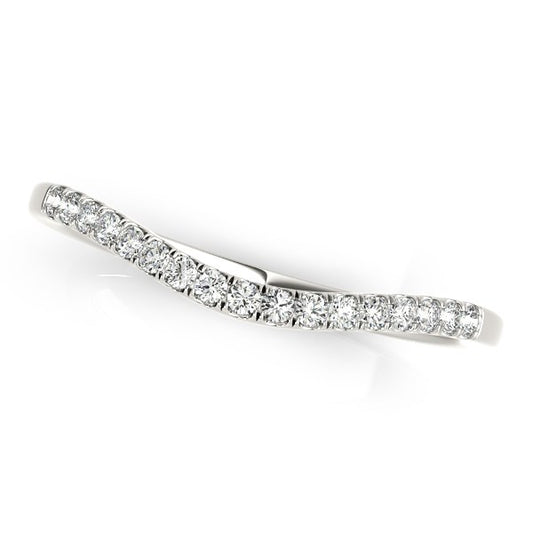 14k White Gold Soft Curved Diamond Wedding Band (1/8 cttw) Alba Luxe
