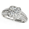 Round Diamond Floral Motif Engagement Ring in 14k White Gold (1 3/8 cttw) Alba Luxe