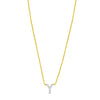 14K Yellow Gold Mini Diamond Y Initial Pendant Necklace Alba Luxe