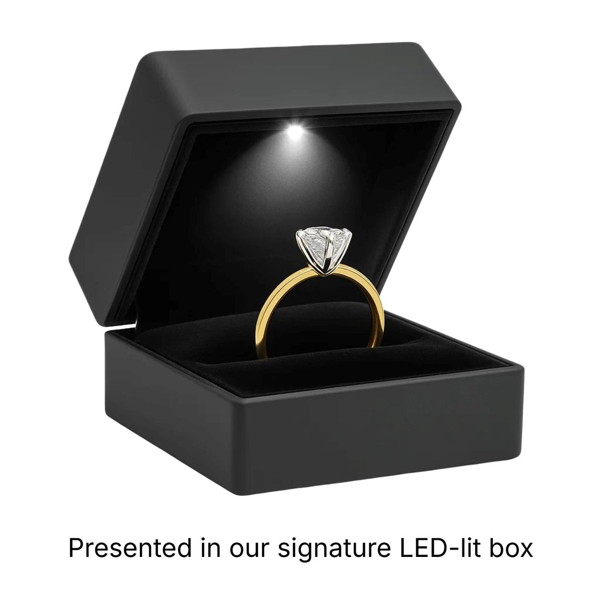 5 Carat Princess Lab Grown IGI G/VS1 Diamond Solitaire Ring in 10K Yellow Gold Alba Luxe