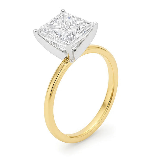 5 Carat Princess Lab Grown IGI G/VS1 Diamond Solitaire Ring in 10K Yellow Gold Alba Luxe