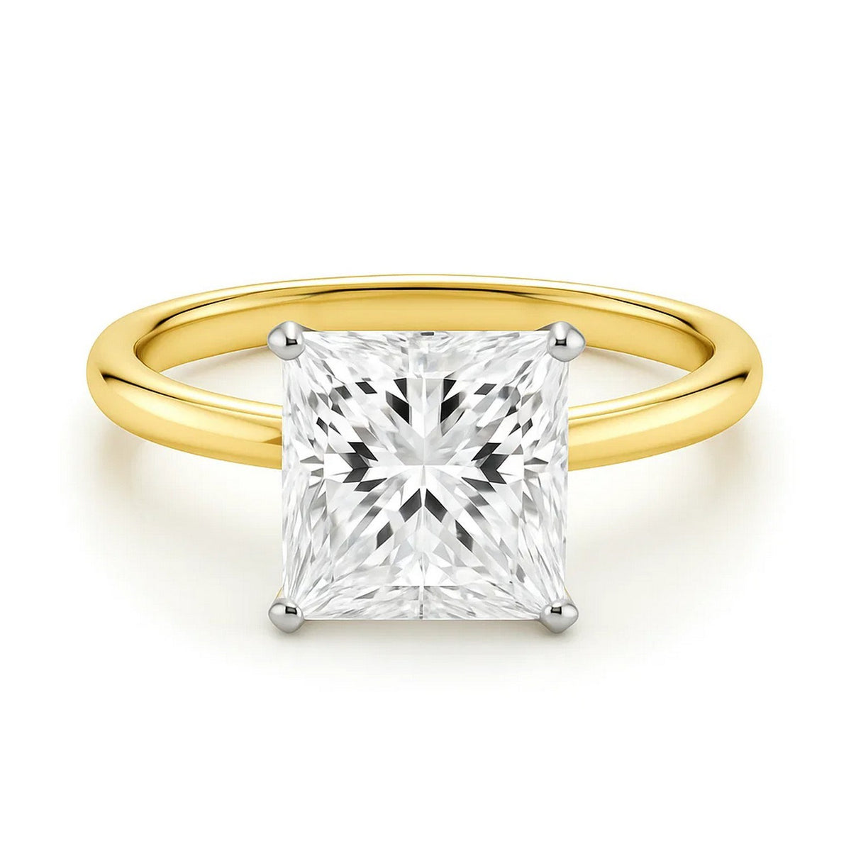 5 Carat Princess Lab Grown IGI G/VS1 Diamond Solitaire Ring in 10K Yellow Gold Alba Luxe
