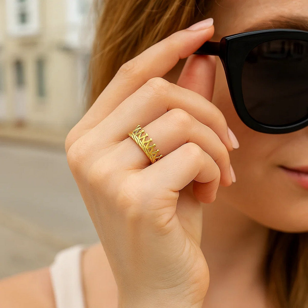 14k Yellow Gold Crown Motif Ring RCJ